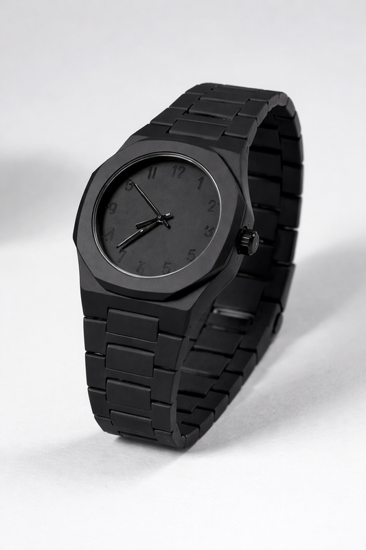 Men’s All-Black Minimalist Analog Watch – Matte Steel Edition